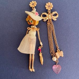 Betsey Johnson Asymmetrical Earrings